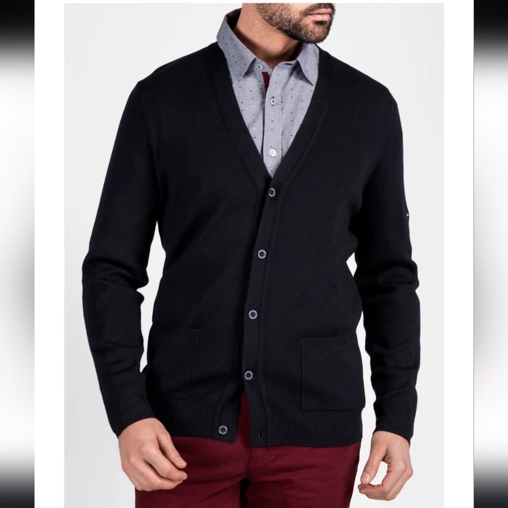 Saint James men's traditional Cardigan 'Guingamp' luxury Wool like new $324 xxl